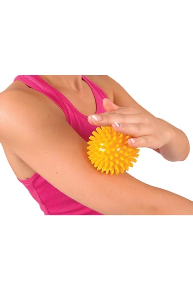 El Egzersiz Masaj Ve Duyu Topu, Yumuşak Dikenli Top Sarı Renk 8 Cm - 2