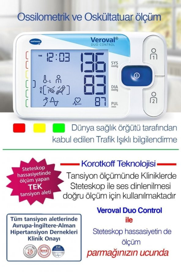 Tansiyon Aleti, Veroval Duo Control, Osilometrik Ve Oskültatuar Ölçüm - 3