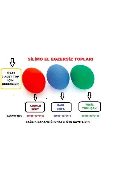 Fizik Tedavi El Çalıştırma Güçlendirme Egzesiz Topu 3'lü - 3