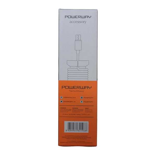 Powerway Micro USB Hızlı Şarj Kablosu Örgülü 1.1M - CX09 Turuncu - 3