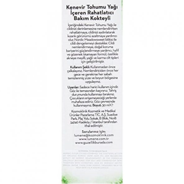 Lumene Calming Hemp Kenevir Içeren Yatıştırıcı Bakım Kokteyli (30 Ml) - 4