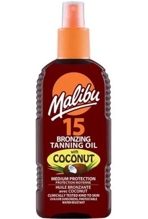 Malibu Bronzlaştırıcı Yağ+Hindistan Cevizi Yağı SPF15 200 ml