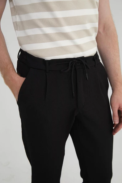 Erkek Regular Fit Fermuarlı ve Bağcıklı Rahat Jogger Pantolon - 7