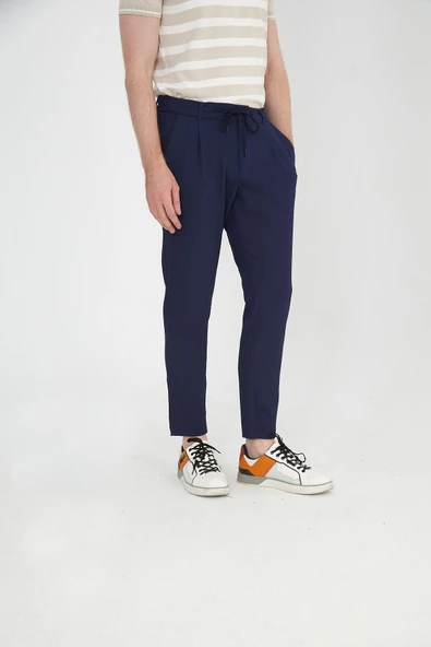 Erkek Regular Fit Fermuarlı ve Bağcıklı Rahat Jogger Pantolon - 11