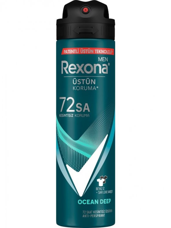 Rexona Men Erkek Sprey Deodorant Invisible Ocean Deep 72 Saat Kesintisiz Üstün Koruma 150 ml