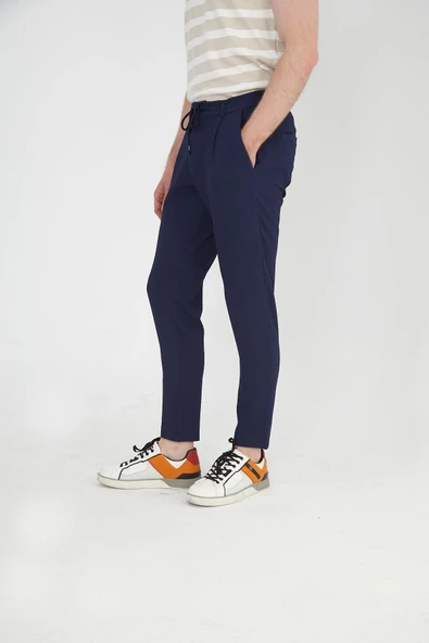 Erkek Regular Fit Fermuarlı ve Bağcıklı Rahat Jogger Pantolon - 12