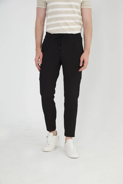 Erkek Regular Fit Fermuarlı ve Bağcıklı Rahat Jogger Pantolon - 3