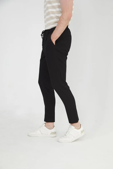 Erkek Regular Fit Fermuarlı ve Bağcıklı Rahat Jogger Pantolon - 5