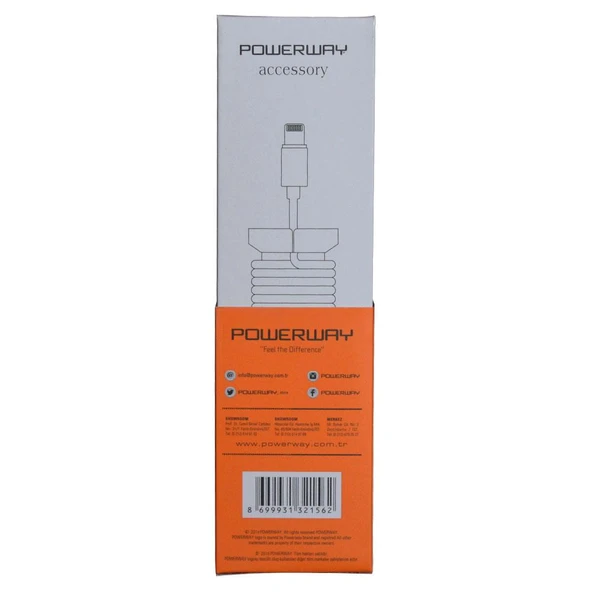 Powerway Apple Lightning Hızlı Şarj Kablosu Örgülü 1.1M - CX10 Turuncu - 5