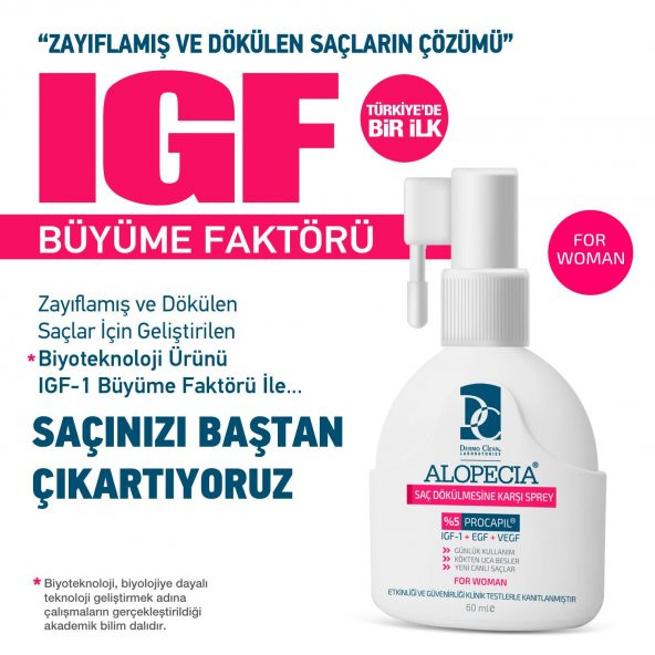 ALOPECİA PROCAPİL VE IGF İÇERİKLİ KADIN SAÇ SPREY (SERUM) 60 ML - 2