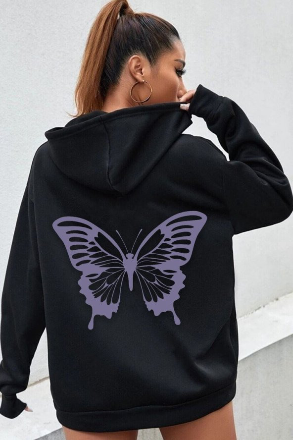 Unisex Butterfly Baskılı Sweatshirt