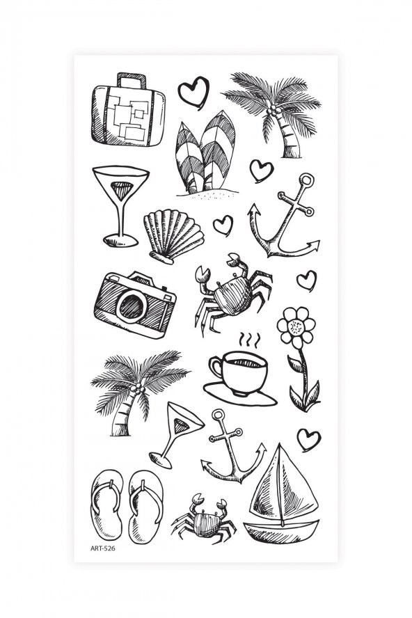 Summer -2 Geçici Dövme,Geçici Tattoo ,Vücut Dövme,Kol Bilek Dövme,Boyun Dövme,Sırt Dövme - 2