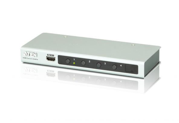 ATEN vs481b 4 Port 4K HDMI Switch, 4 giriş - 1 çıkış, uzaktan kumanda ürünle birlikte gelmektedir