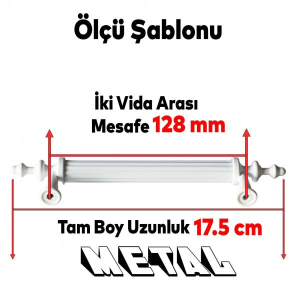 Mobilya Mutfak Banyo Dolabı Çekmece Dolap Kapak Kulpu Kulbu Beyaz 128 mm Metal Kulp - Resim 3