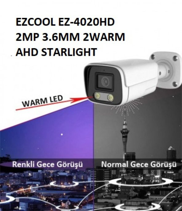 Ezcool - EZCOOL EZ-4020HD 2MP 3.6MM 2WARM AHD RENKLİ GECE GÖRÜŞÜ