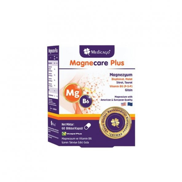 Magnecare Plus Magnezyum Ve Vitamin B6 İçeren Takviye Edici Gıda 60 Bitkisel Kapsül ürün görseli