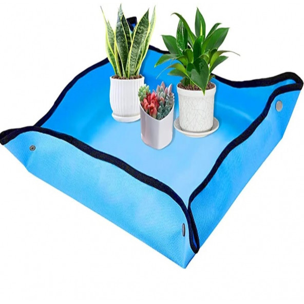 TİNEKE Çiçek saksı toprağı toprak  aktarımı için su geçirmez ped 50x50 cm 1 adet mavi - 4