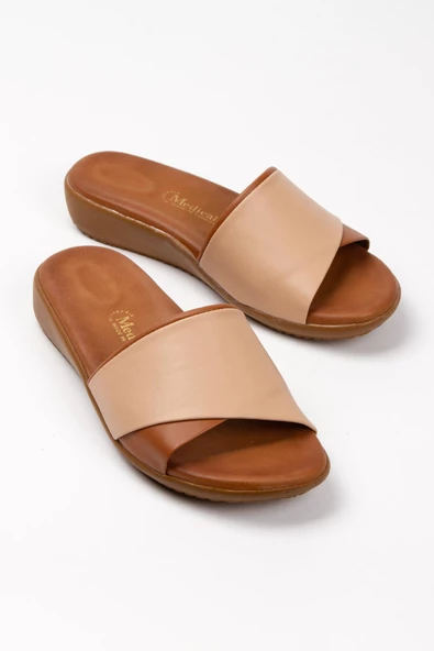 Artı-Artı020-5000-8 Ortopedik Topuk Dikeni Destekli  Kadın Bej-Kahve Terlik