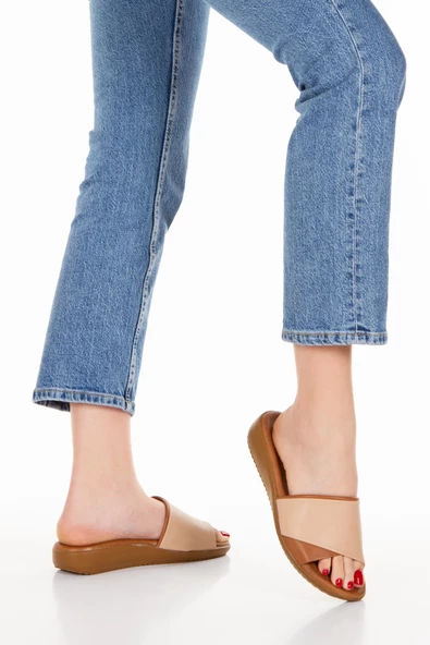 Artı-Artı020-5000-8 Ortopedik Topuk Dikeni Destekli  Kadın Bej-Kahve Terlik - 6