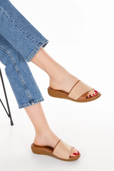 Artı-Artı020-5000-8 Ortopedik Topuk Dikeni Destekli  Kadın Bej-Kahve Terlik - 2