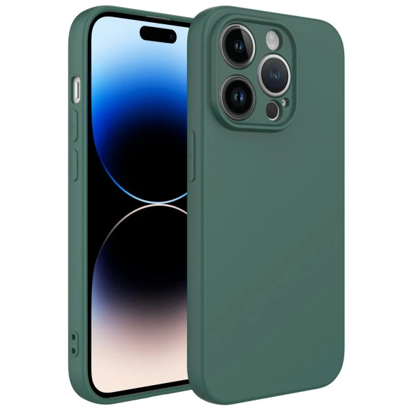Apple iPhone 14 Pro Max Kılıf Zore Kamera Korumalı Mara Lansman Kapak Kılıf  Koyu Yeşil