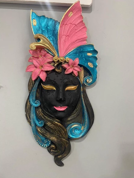 Dekoratif Maske  Kız Pano Duvar Heykel Biblo - 9