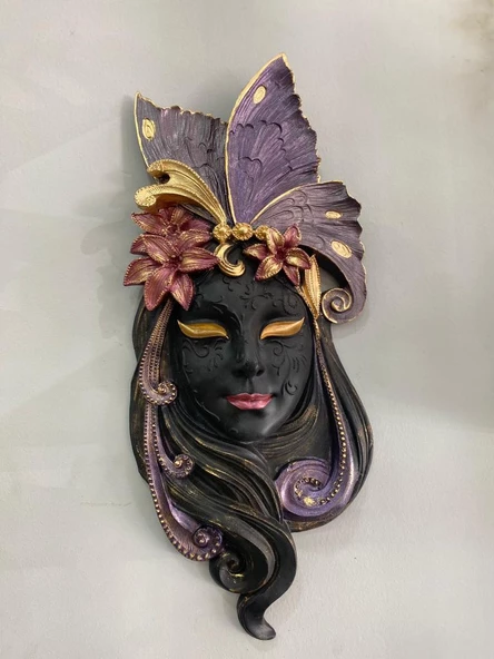 Dekoratif Maske  Kız Pano Duvar Heykel Biblo - 6