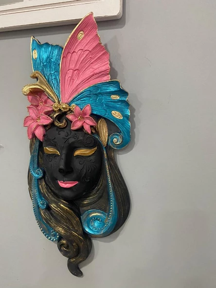 Dekoratif Maske  Kız Pano Duvar Heykel Biblo - 10