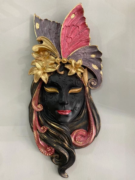 Dekoratif Maske  Kız Pano Duvar Heykel Biblo - 2