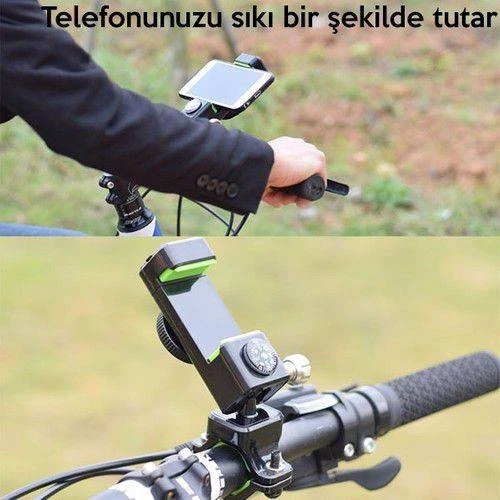 Polham Bisiklet, Scooter Gidon Uyumlu Pusulalı Telefon Tutucu, 4-6 İnch Boyut Esnek Telefon Tutucu - 4