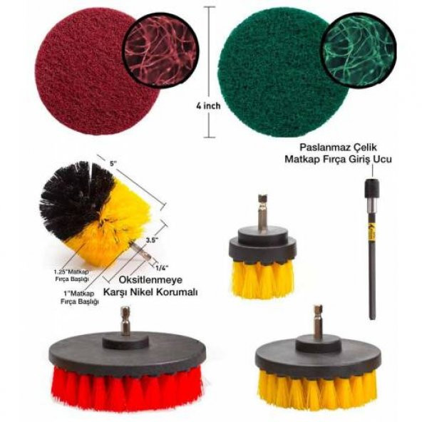 Polham 31 Parça Matkap Ucu Banyo Küvet Duşakabin Araba Tekerliği Koltuk Yıkama Temizleme Fırçası - 3