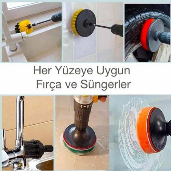 Polham 31 Parça Matkap Ucu Banyo Küvet Duşakabin Araba Tekerliği Koltuk Yıkama Temizleme Fırçası - 4