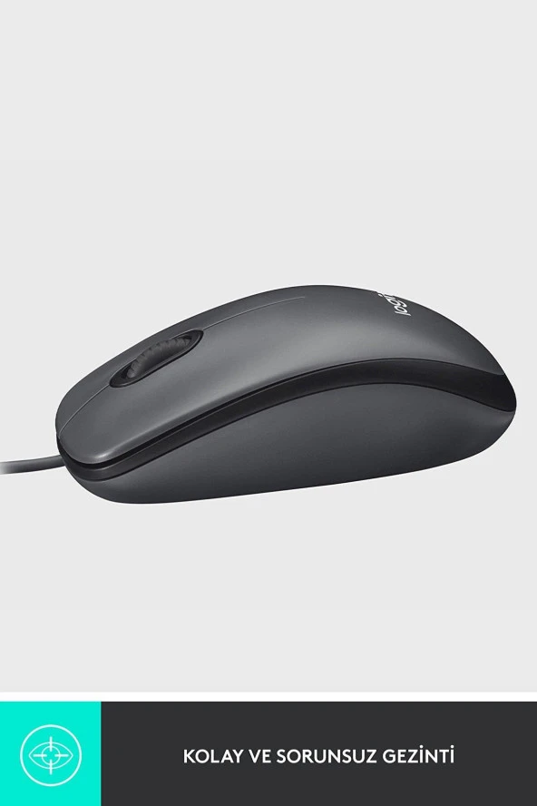 Logitech Kablolu USB Optik Mouse Siyah Kablolu Optik Mouse - Resim 4