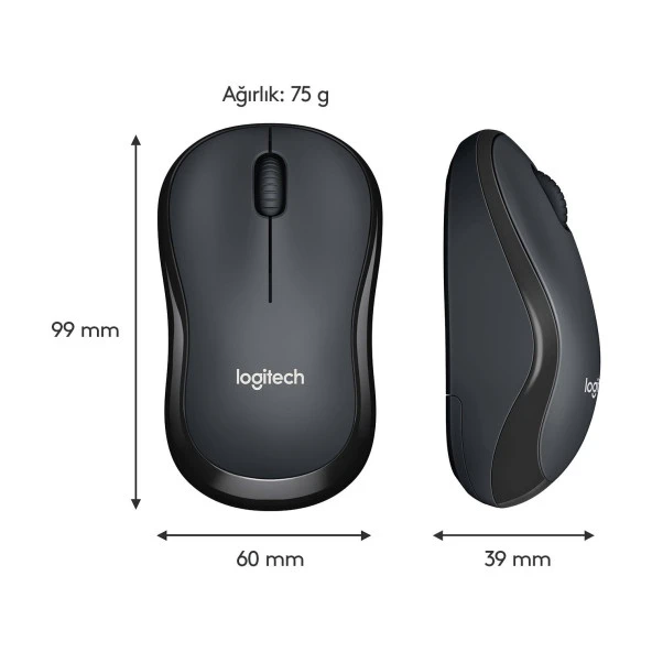 Logitech Silent Sessiz Charcoal Kablosuz Mouse Siyah Sessiz Kompakt Kablosuz Mouse - Resim 8