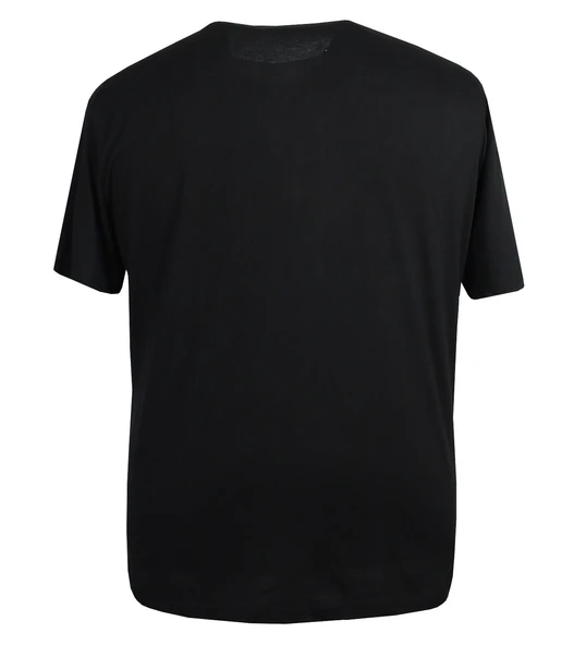 Baskılı Erkek Büyük Beden Bisiklet Yaka Tişört Siyah - 4