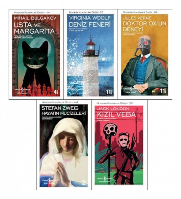 İş Bankası Modern Klasikler Dizisi 5 Kitap Set (Usta ve Margarita, Deniz Feneri, Doktor Oxun Deneyi, Hayatın Mucizeleri, Kızıl Veba) - 1