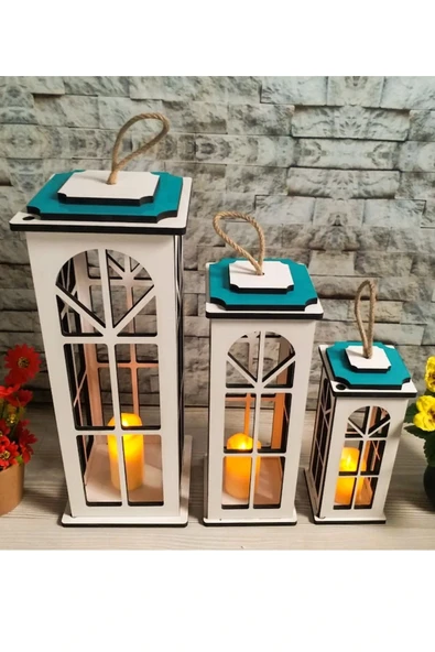 ADM Adımshops Dekoratif 3'lü Set Mumluk,ahşap ürün görseli