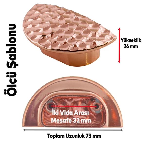 Elegans Half Çekmece Dolap Dolabı Kapak Kulpu Kulpları Kulbu Plastik Bakır Kulp Mobilya Mutfak - 2