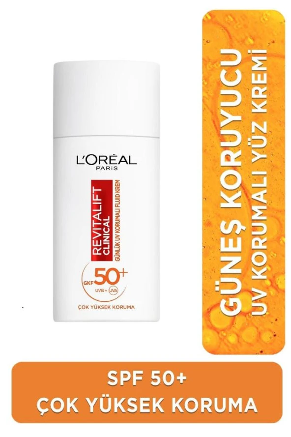 L'Oreal Paris Krevitalift Clinical Spf 50+ Cilt Yaşlanma Karşıtı Günlük Yüksek Uv Korumalı Yüz Güneş Kremi 50 /ml.