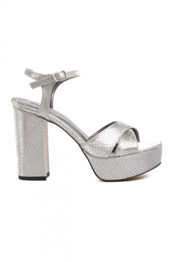 Ayakmod K3026 Gümüş Kadın Platform Topuklu Ayakkabı