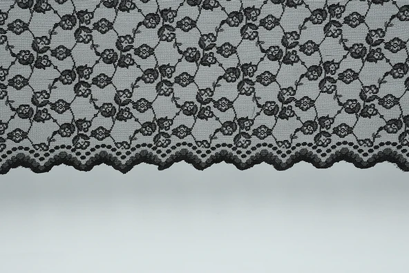 ÇİÇEK SİYAH RENK TEK KANAT Hazır dikilmiş Pileli Fon Perde 300*260 cm - Resim 3