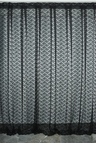 ÇİÇEK SİYAH RENK TEK KANAT Hazır dikilmiş Pileli Fon Perde 300*260 cm ürün görseli