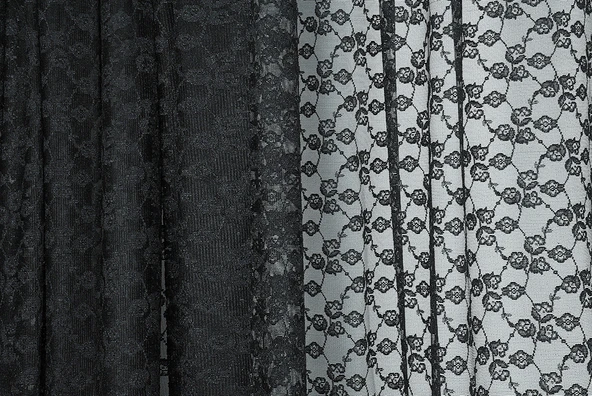 ÇİÇEK SİYAH RENK TEK KANAT Hazır dikilmiş Pileli Fon Perde 300*260 cm - Resim 2