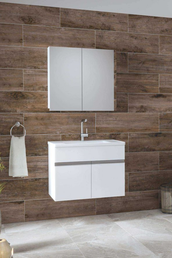 Alfa Banyo ESEN BEYAZ 65 cm FULL 1. Kalite MDF LÜX Banyo Takımı-HAZIR KURULU