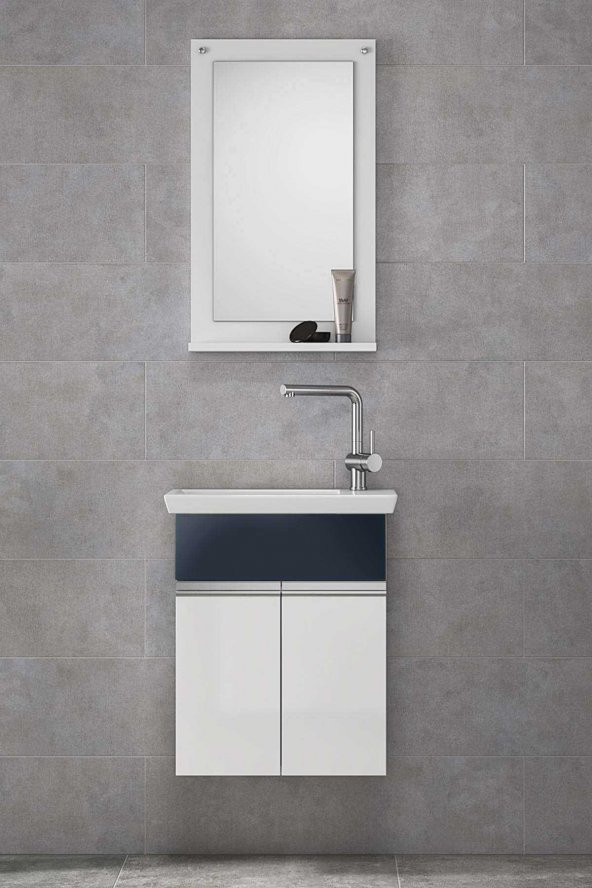 Alfa Banyo MİNİÇO EBEVEYN 45 cm x 28 cm AYNALI LÜX BANYO DOLABI- 1. Sınıf MDF-BEYAZ SİYAH - 3
