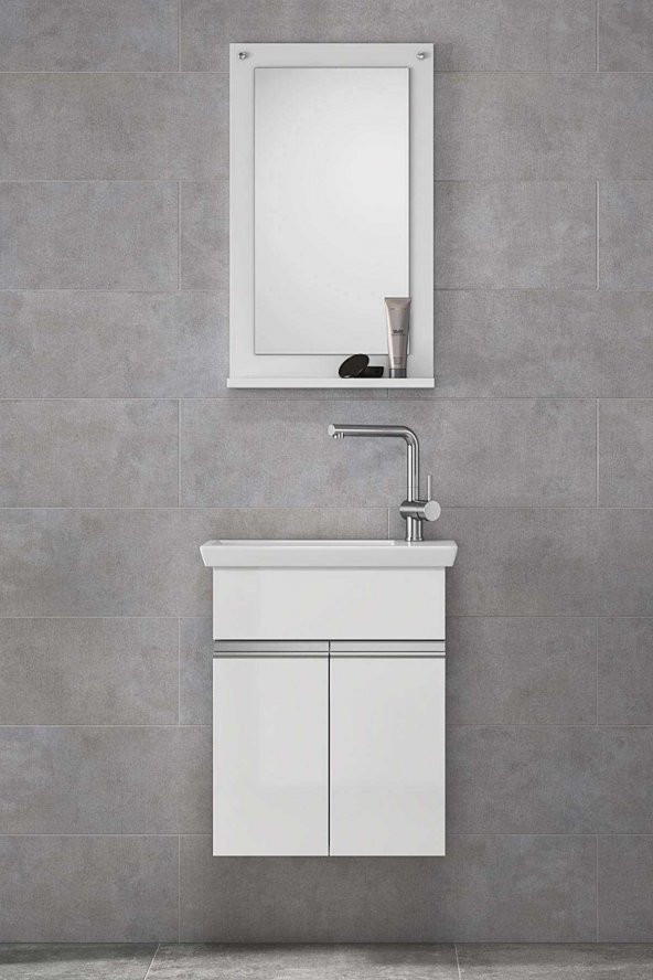 Alfa Banyo MİNİÇO EBEVEYN 45 cm x 28 cm AYNALI LÜX BANYO DOLABI- 1. Sınıf MDF-BEYAZ - 3