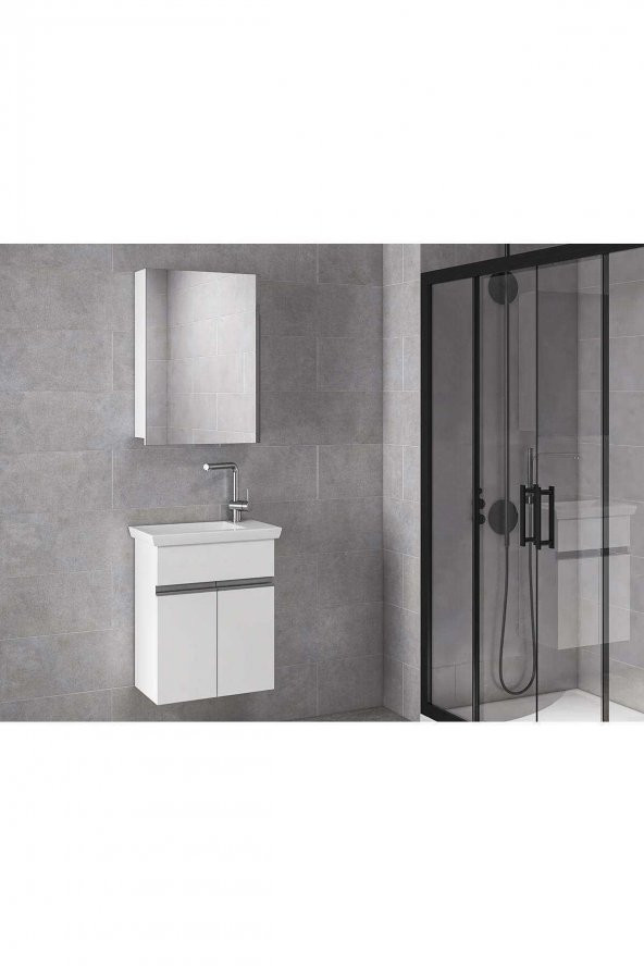 Alfa Banyo MİNİÇO EBEVEYN 45 cm x 28 cm AYNA DOLAPLI LÜX BANYO DOLABI- 1. Sınıf MDF-BEYAZ- HAZIR KURULU - 4