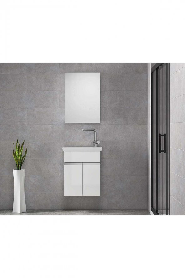 Alfa Banyo MİNİÇO EBEVEYN 45 cm x 28 cm AYNA DOLAPLI LÜX BANYO DOLABI- 1. Sınıf MDF-BEYAZ- HAZIR KURULU - 6