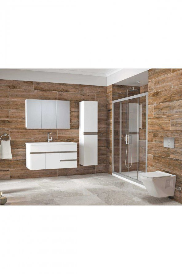 Alfa Banyo ESEN BEYAZ (100+35 ) 135 cm Boy Dolaplı LÜX Banyo Takımı- HAZIR KURULU - 3