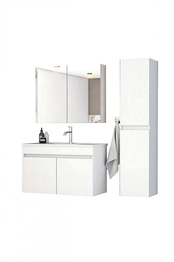 Alfa Banyo Viola Beyaz (80 35) 115 Cm Ayna Ve Boy Dolaplı Lavabolu Mdf Banyo Dolabı Setixxhazır Kuruluxx - 6